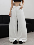 Women's White Classic Basics Versatile Fashionable Loose Jeans