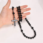 PENDRA Cross Beaded Rosary Necklace