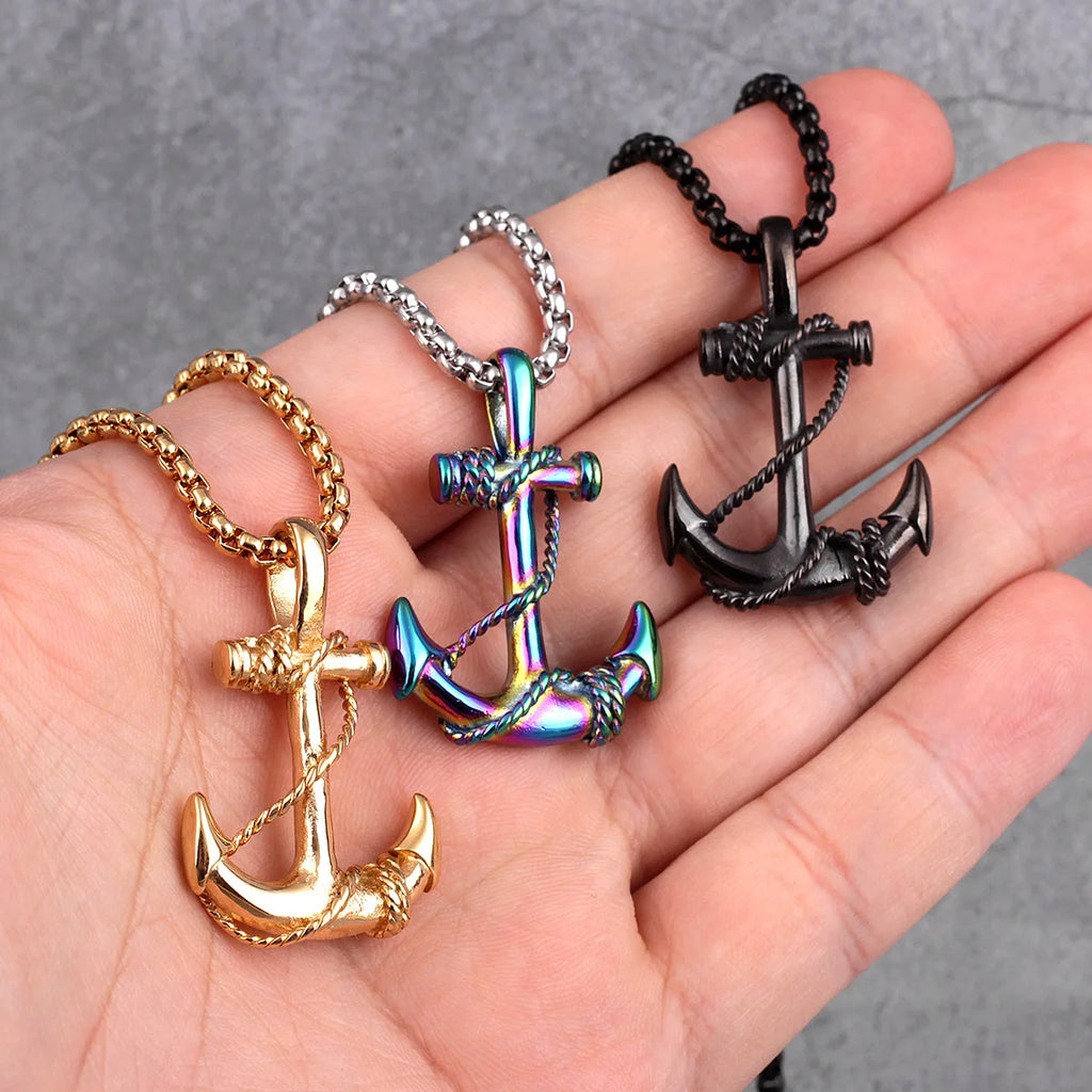 PENDRA Sea Anchor Sailor Steel Necklace