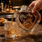 Clear Horseshoe Shaped Liquor Decanter 350ML Embossed Horse Glass Wine Bottle Whisky Container Home Bar Decoration