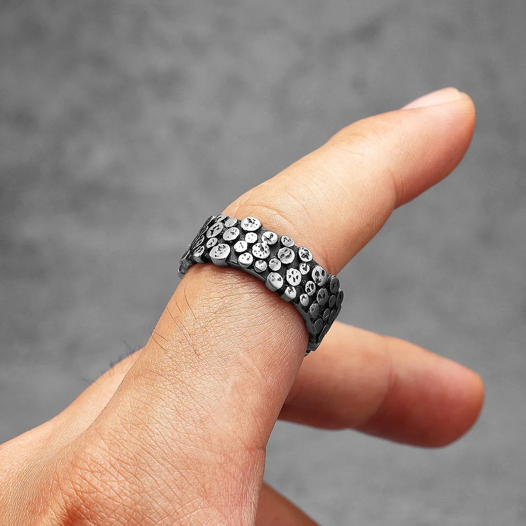 PENDRA Minimalism Spot Rock Steel Ring