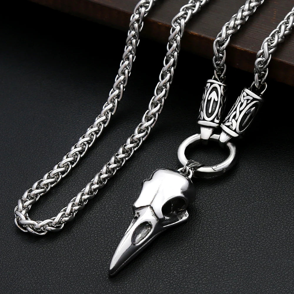 PENDRA Odinskull Nordic Odin Crow Skull Necklace