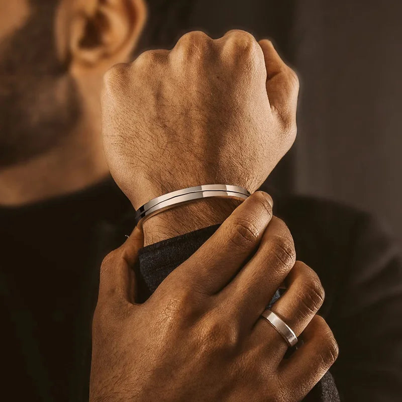 Men Bangle Bracelet, Cuff Bracelet for Men, Stainless Steel Bracelet Simple Bangle, Groomsma Gift Bracelet
