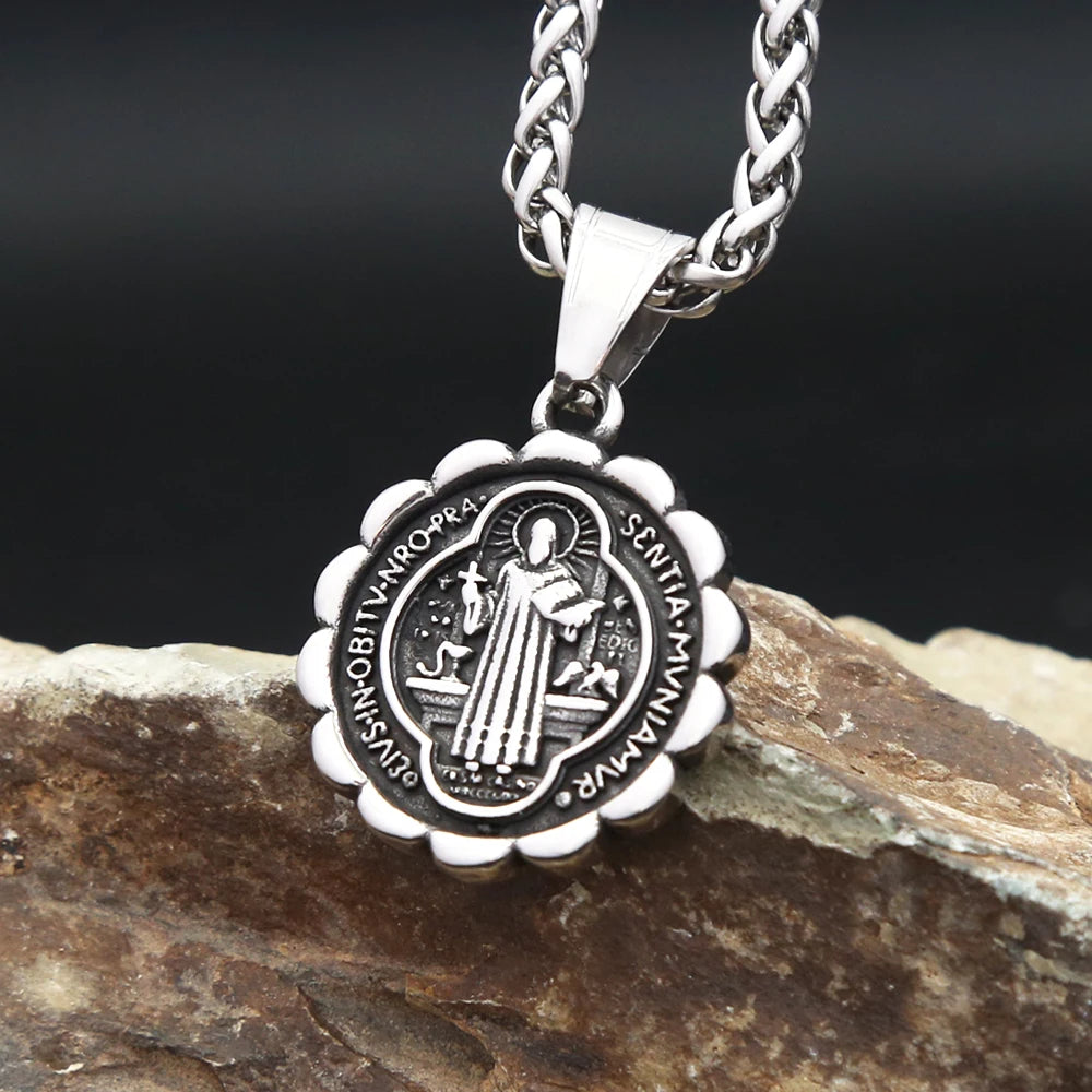 PENDRA Benedictus Stainless Steel Saint Benedict Pendant