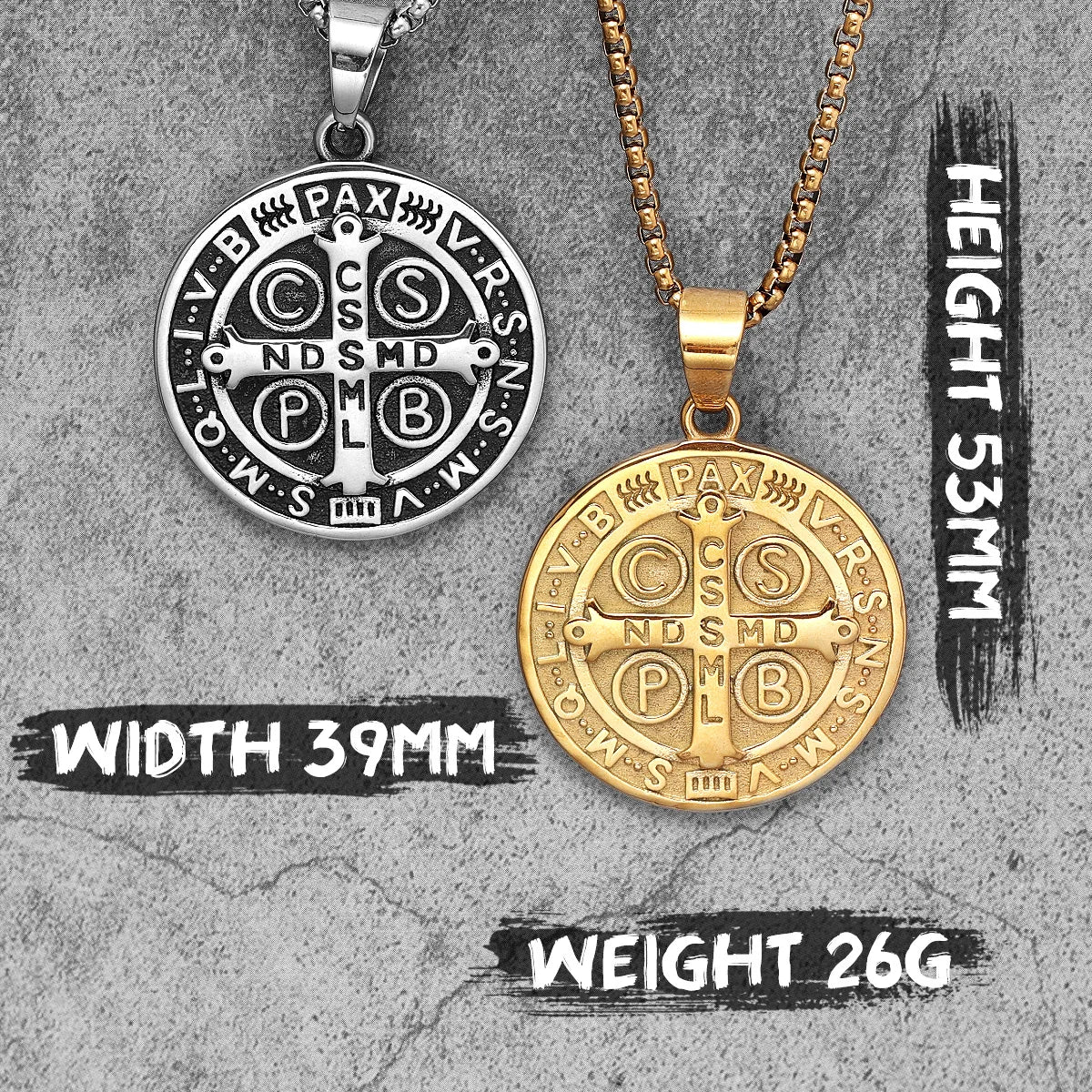 PENDRA Saint Benedict Exorcism Steel Necklace