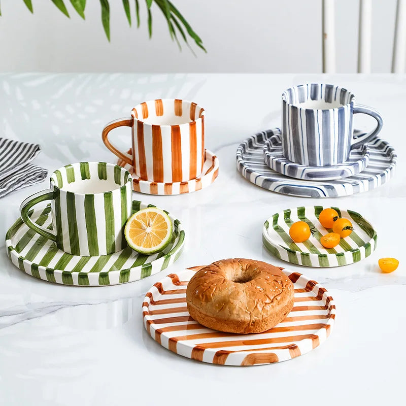 Simple ceramic coffee cup and saucer high-value coffee cup and saucer set household water  afternoon tea European and saucer ins