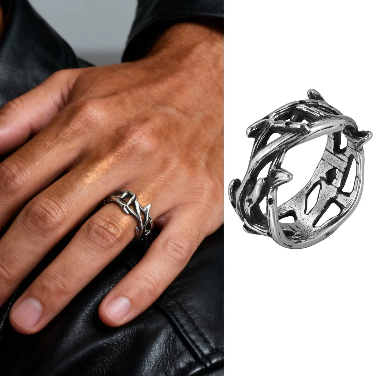 PENDRA Ethnic Knot Rune Black Ring