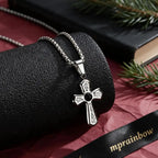 Stylish Black Natural Stone Cross Pendant Neckalce for Men,Stainless Steel Gothic Black Onyx Cross Charm Necklace Jewelry Gift