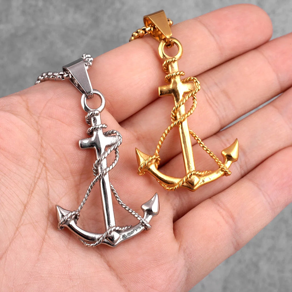 PENDRA Golden Anchor Boyfriend Steel Necklace