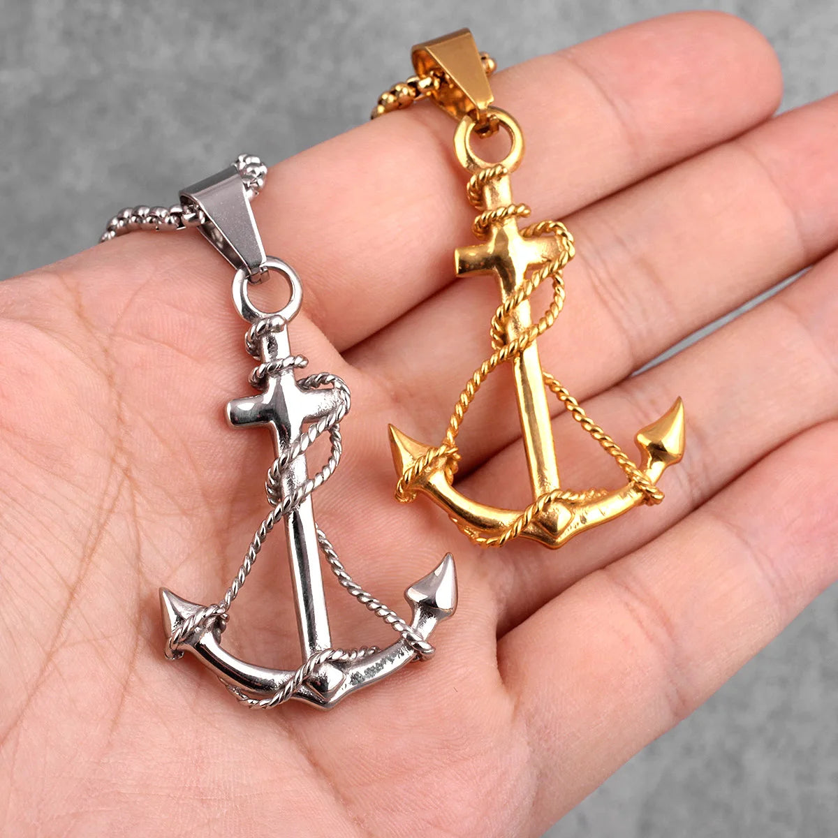 PENDRA Golden Anchor Boyfriend Steel Necklace