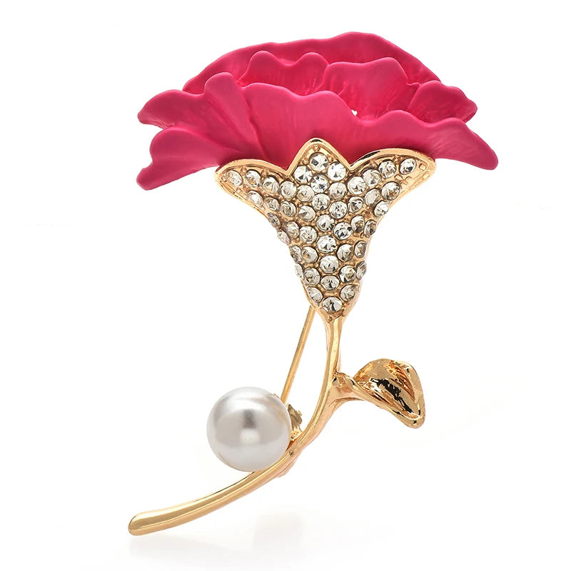 PENDRA Celosia Soft-Enamel Flower Brooch