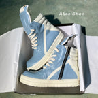 PENDRA Blue Geobasket Blue Leather High-Top Zip Lace-Up Edition 2 Ankle Boots