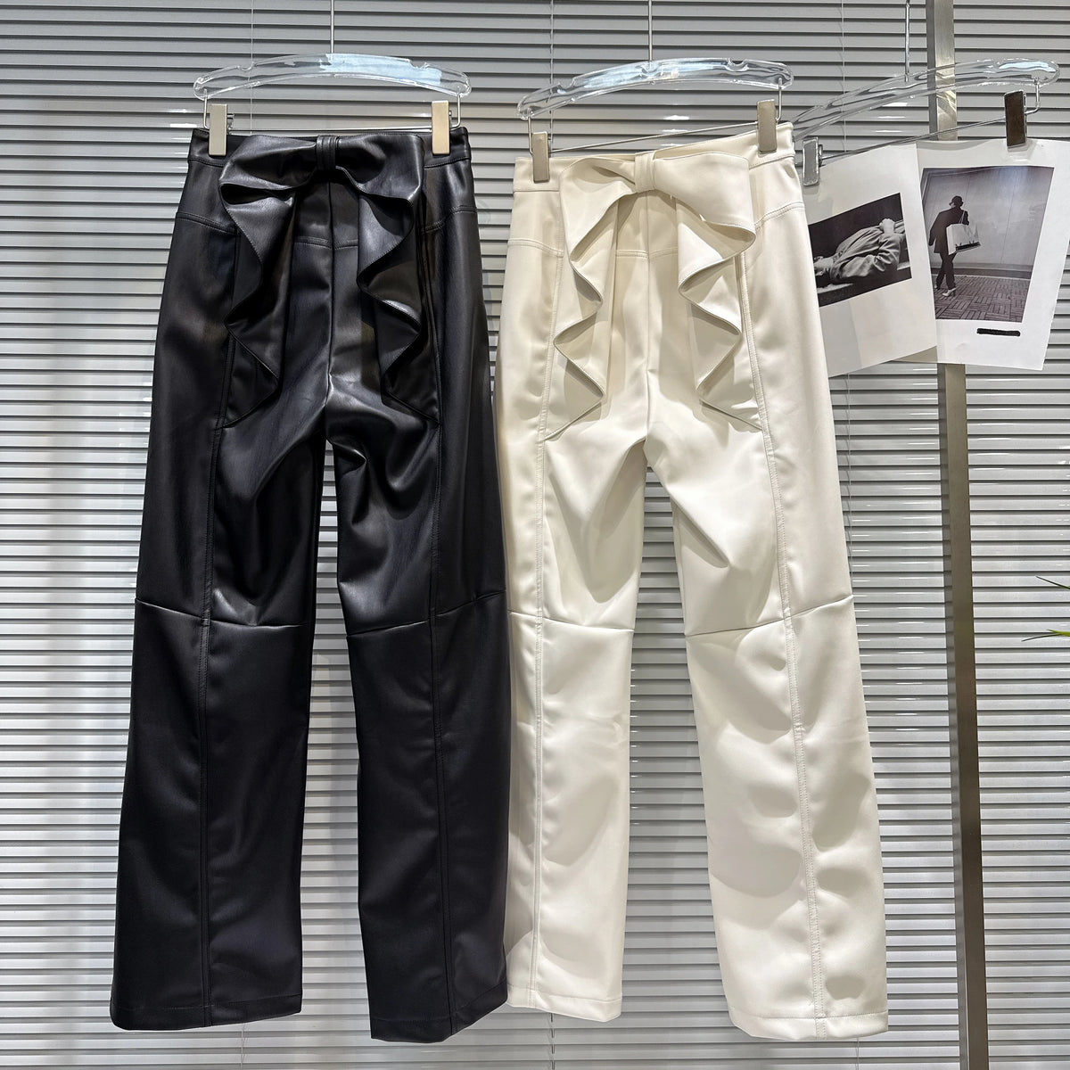 PENDRA Elastic Straight Leg PU Leather Pants