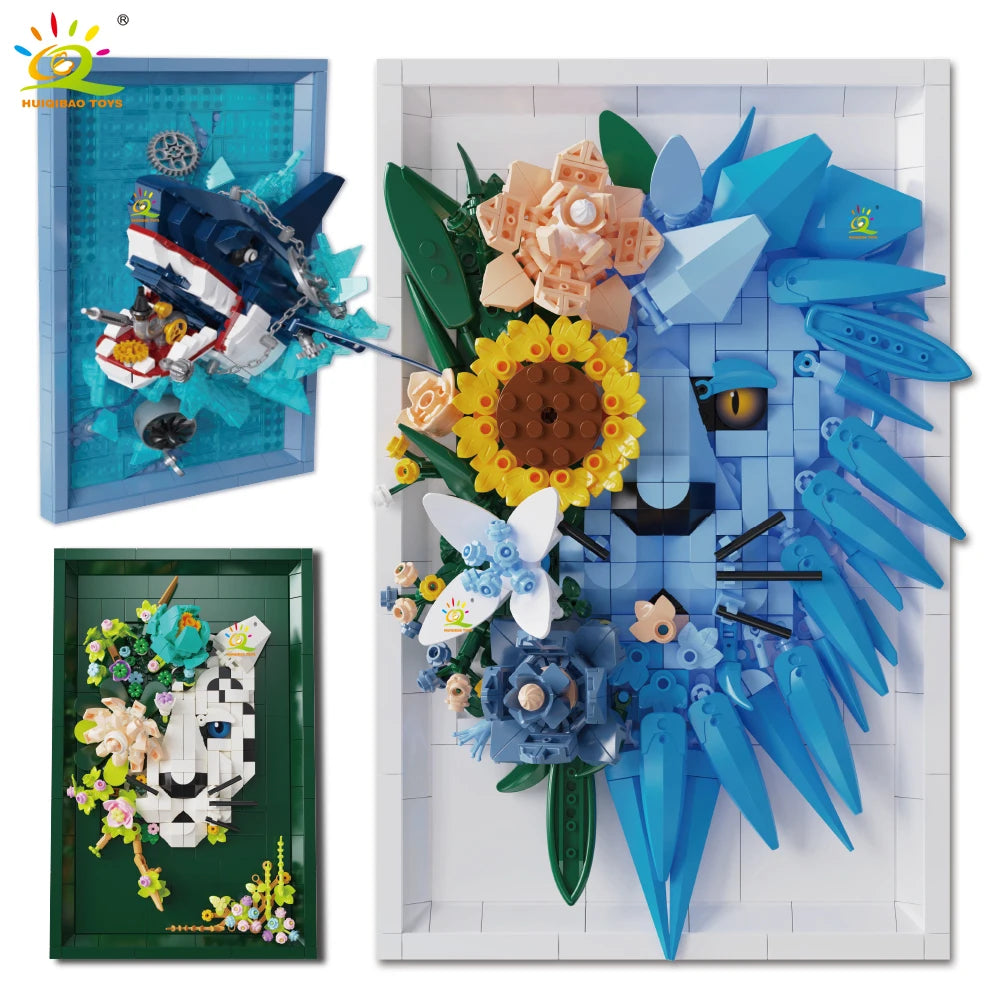 PENDRA Lion Leopard Floral Building Set