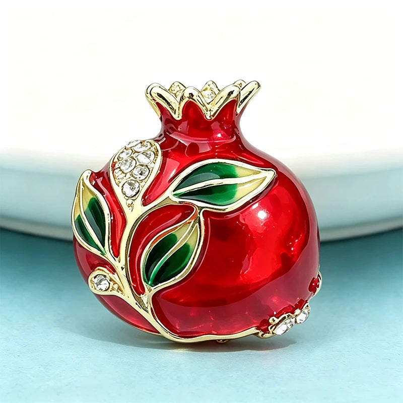 PENDRA Pomella Cute Enamel Pomegranate Brooch