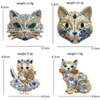 PENDRA Porcelain Cats Blue-and-White Rhinestone Brooch