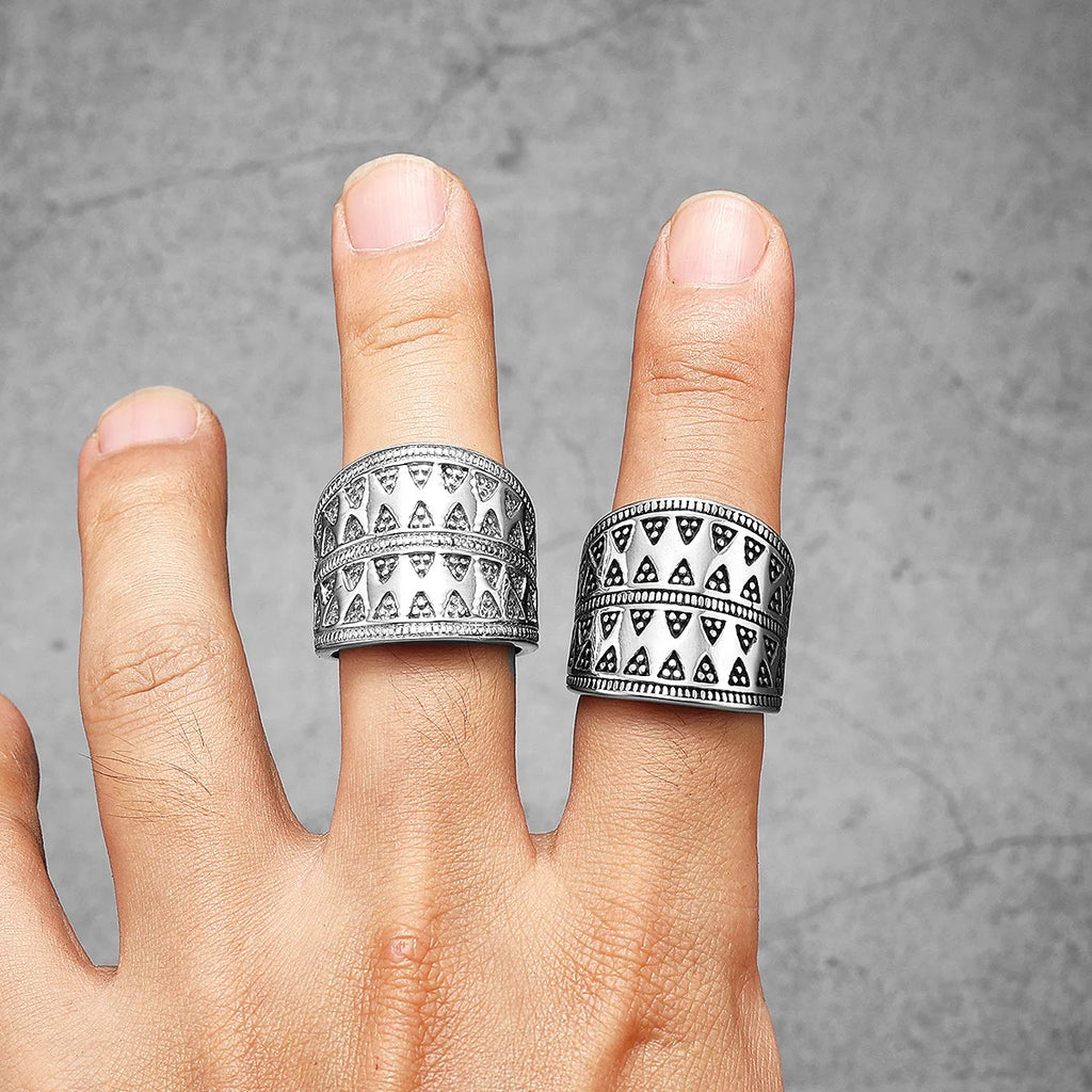 PENDRA Aesthetic Geometry Triangle Steel Ring