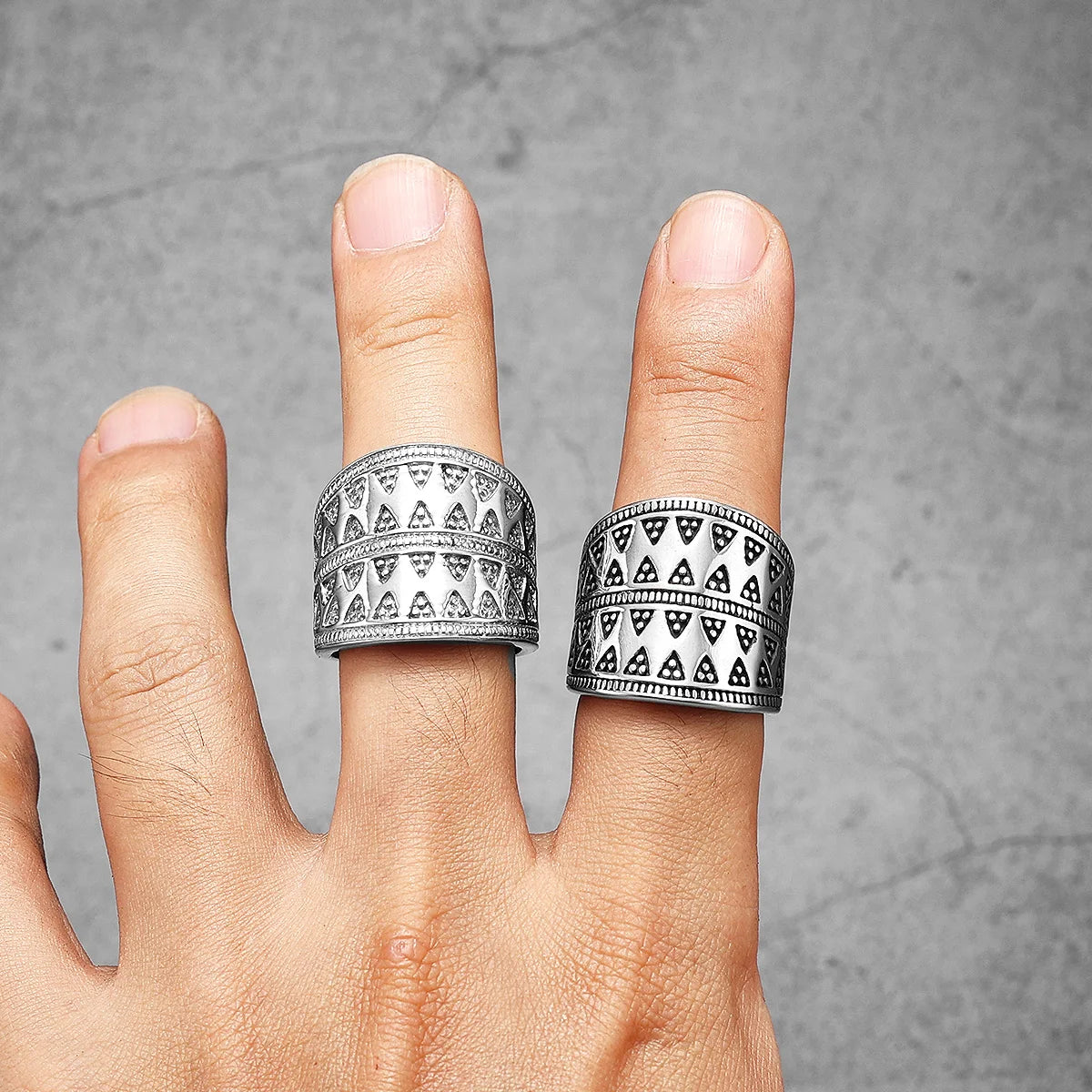 PENDRA Aesthetic Geometry Triangle Steel Ring