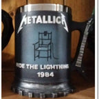 JingMetallica Ride The Lightning 1984 Collectible Mug, Guitar Handle Stainless Steel Lined Beer Stein, Heavy Metal Rock Fan Gift