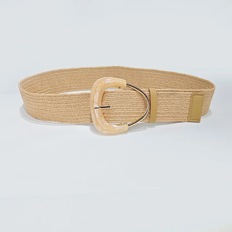 PENDRA Bellaine Straw Khaki Boho Belt