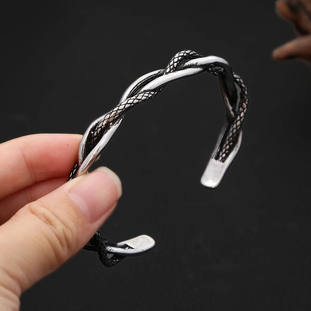 PENDRA Twistweave Stainless Steel Open Cuff Bracelet