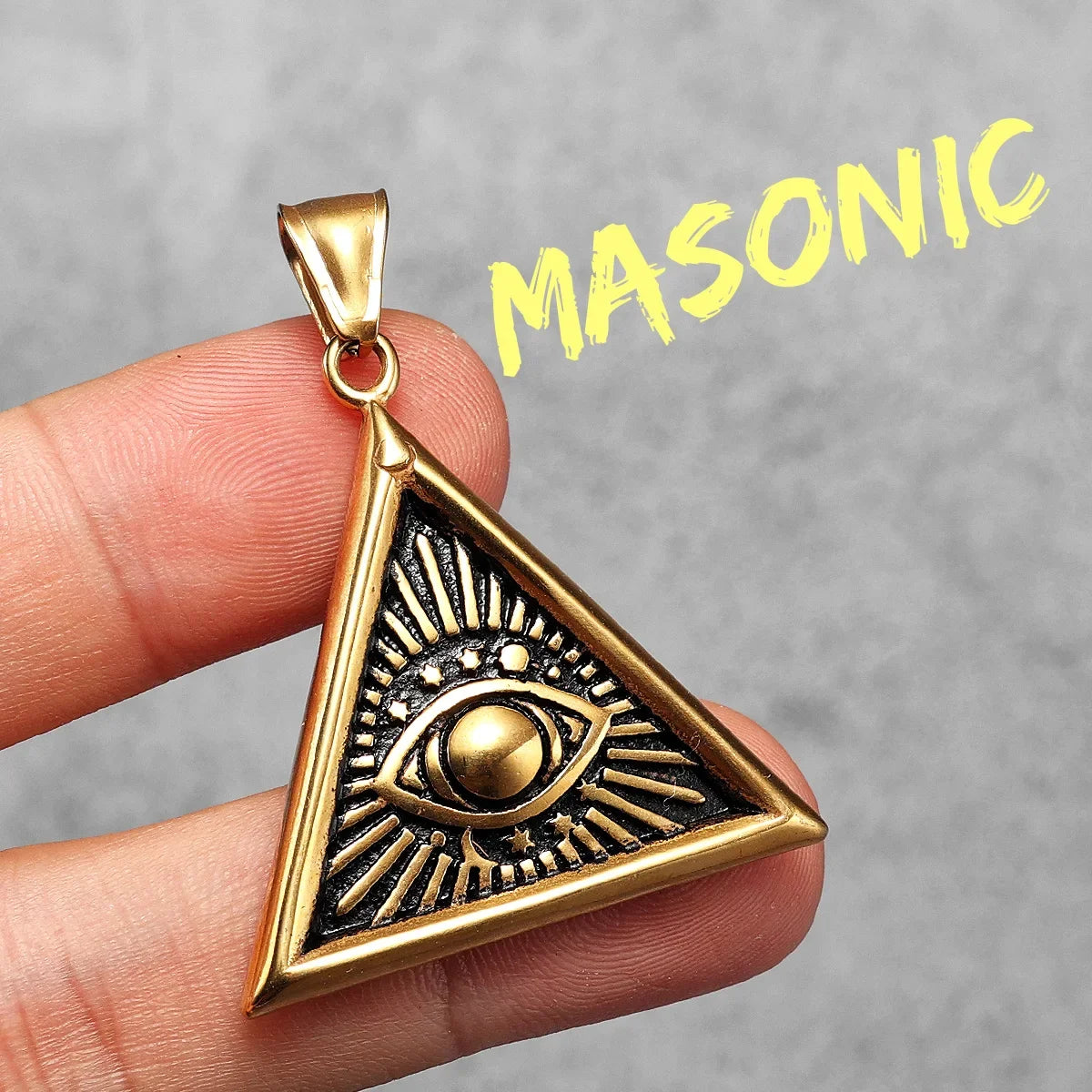 PENDRA Masonic Illuminati Eye Steel Necklace
