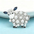 PENDRA Pearlbloom Rhinestone Sheep Brooch
