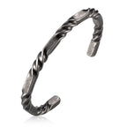 Vintage Twisted Open Bracelet for Men,Stainless Steel Irregular Twisted Bangle,Retro Punk Jewelry Gift