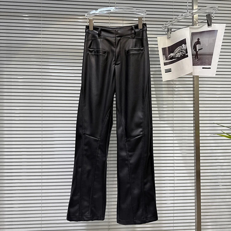PENDRA Elastic Straight Leg PU Leather Pants