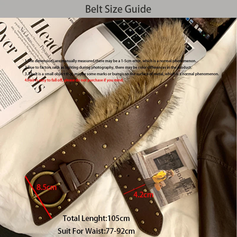 Furry Belt Y2k Belt Subculture Autumn Winter Spring Retro Luxury Plush Waist Chain Imitation Fur Waist Seal Hot Girl Sexy Belt
