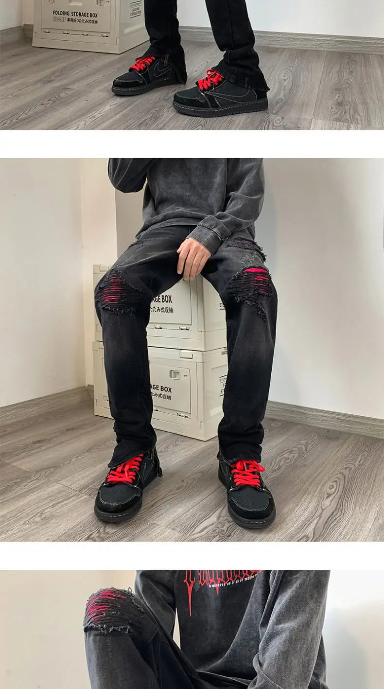 PENDRA Washed End Ripped Pants