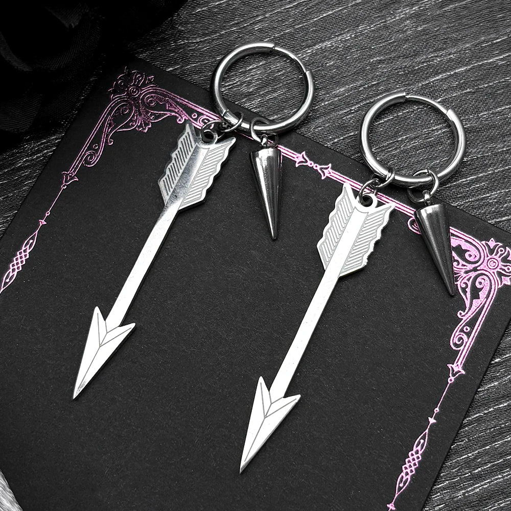 Longbow Archery Rivet Earrings For Women Men Stainless Steel Silver Color Sword Hiphop Party Male Dangle Earring Jewelry Gifts