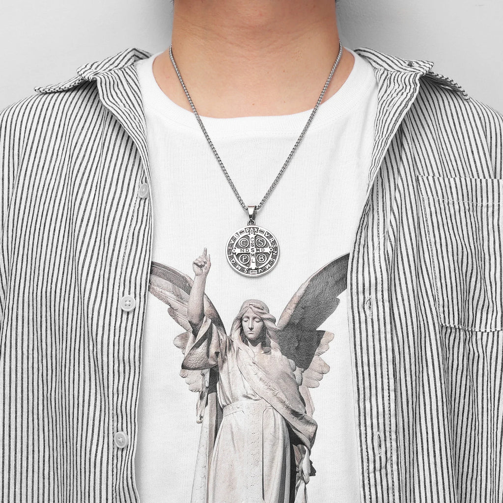 PENDRA Saint Benedict Exorcism Steel Necklace