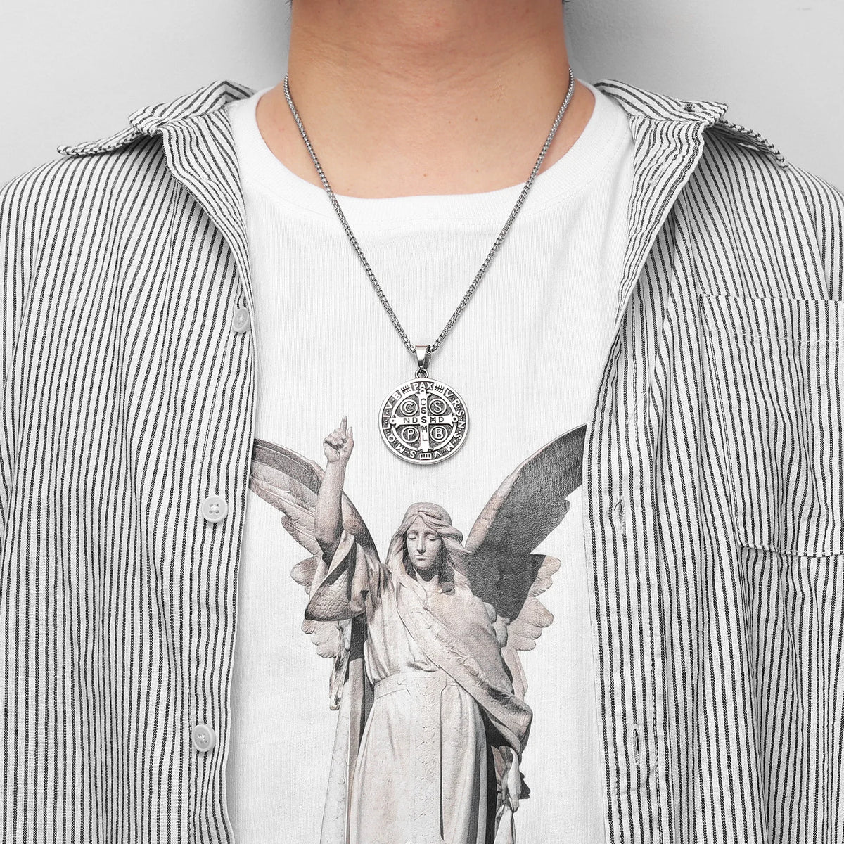 PENDRA Saint Benedict Exorcism Steel Necklace