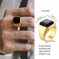 Men Tiger's Eye Signet Rings,Waterproof Stainless Steel Wedding Bands Gift