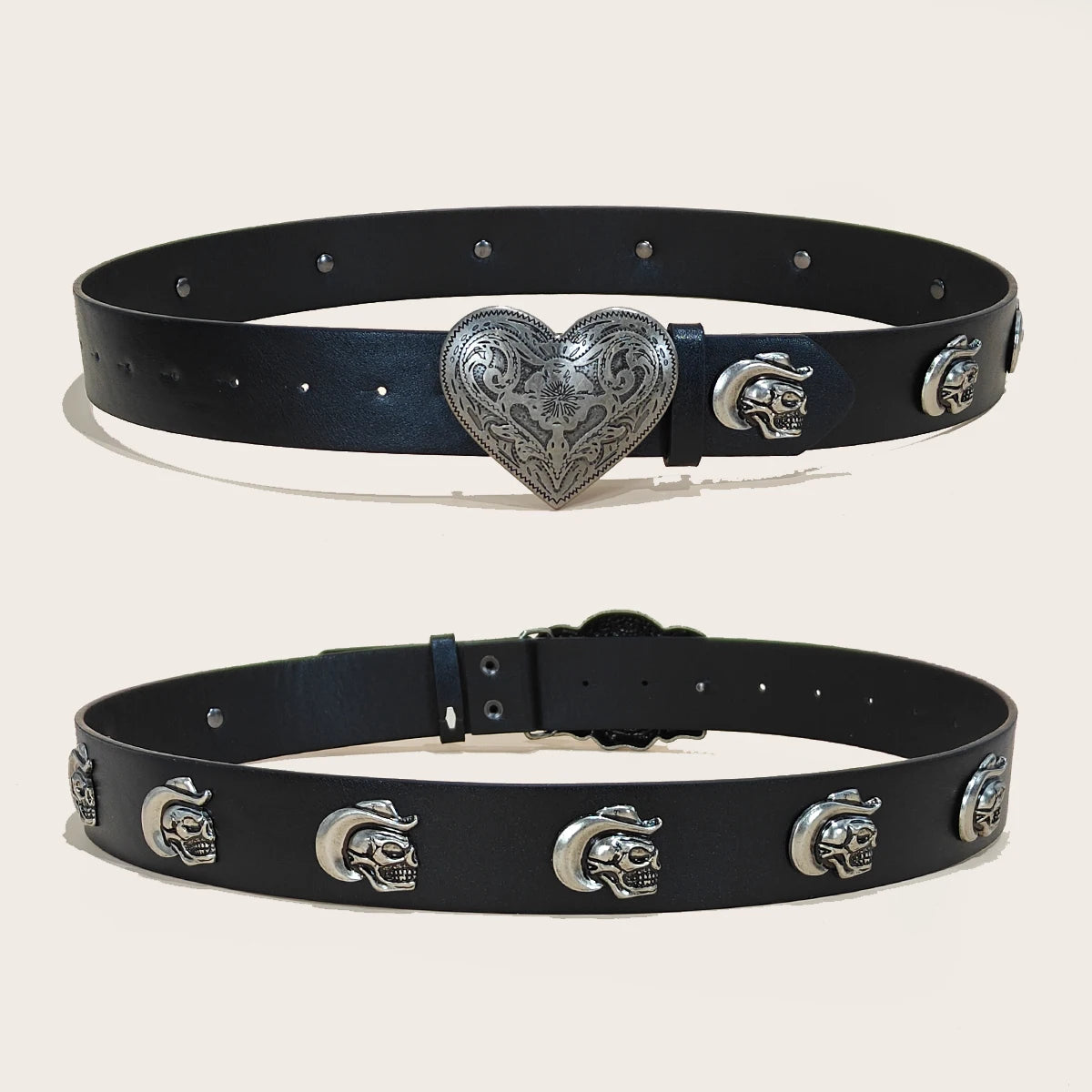 PENDRA Miralia D-Buckle Skull Gothic Belt