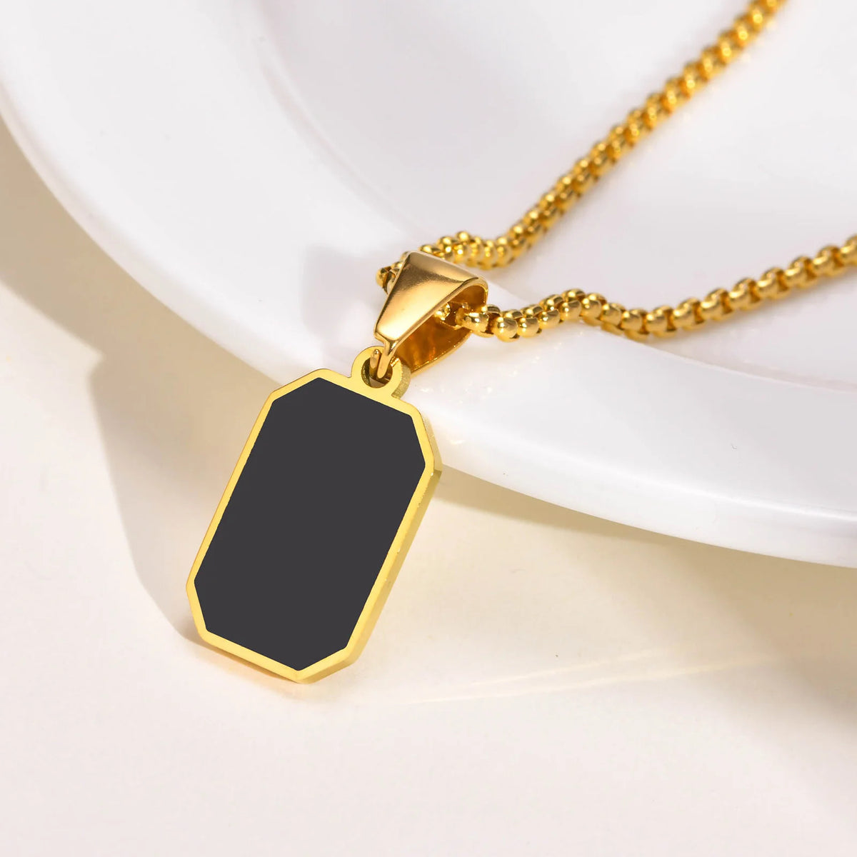 PENDRA Square Enamel Rectangle Pendant Necklace