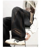 PENDRA Embroidery Washed Straight Pants