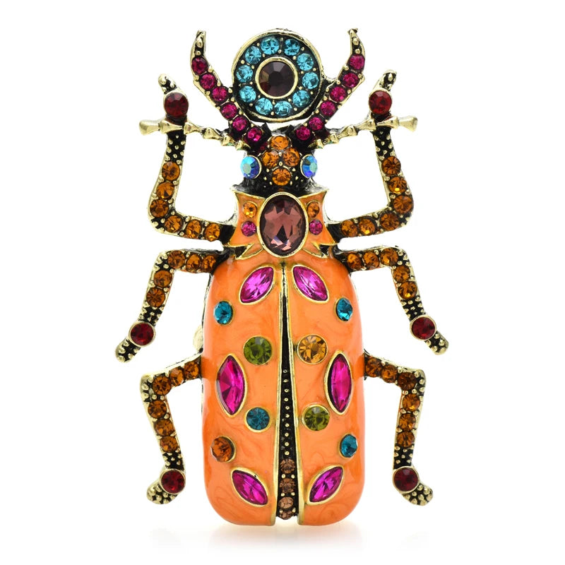PENDRA Beetle Prism 4-Color Crystal Enamel Beetle Brooch