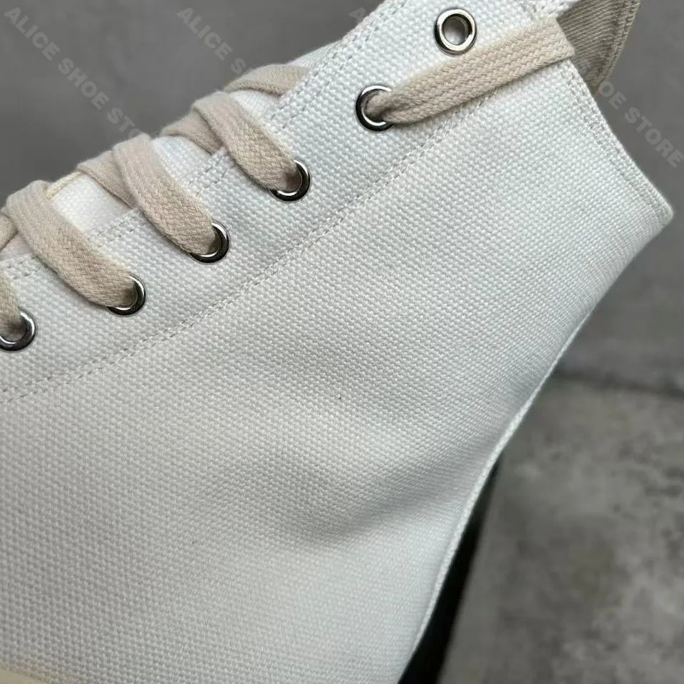 PENDRA White Eclipse White Canvas High-Top Zip Lace-Up Platform Sneakers
