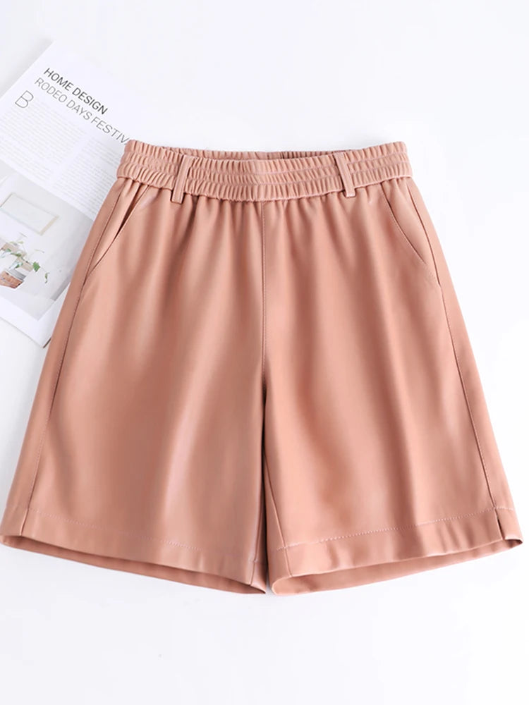 PENDRA Full Leather Wide Leg Shorts