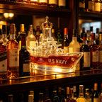 Novelty Warship Design Whiskey Decanter Crown Cap Clear Glass Liquor Bottle for Whiskey Bourbon Bar Display Decor Ornament