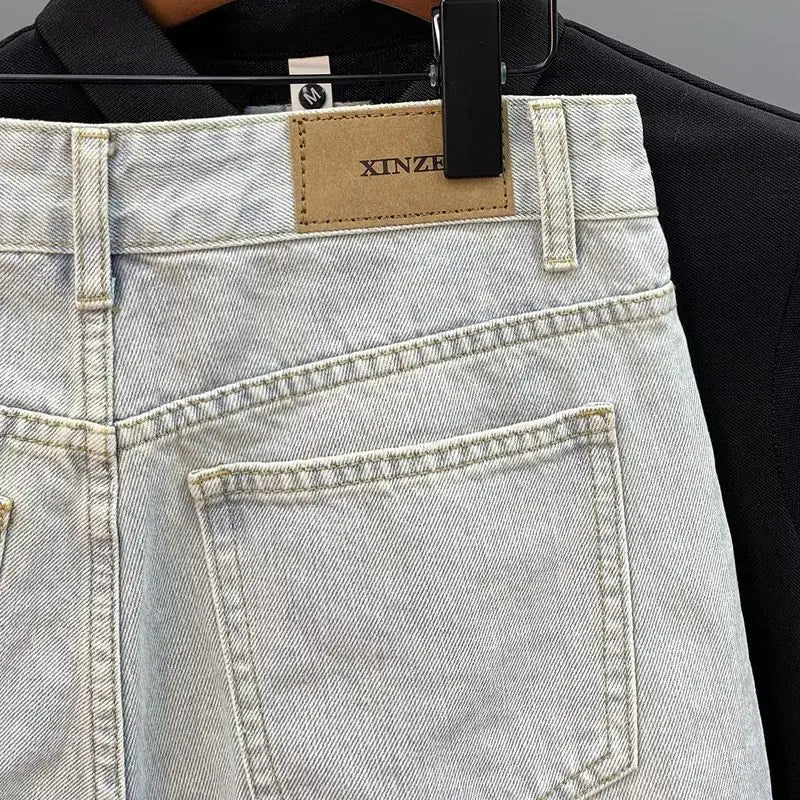 Light Blue Denim Shorts CowBoys Simple Solid Brand Summer New Slim-fit Non-elastic Washed Casual Half Pants Bermuda Shorts