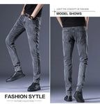 Denim Winter Velvet Thickened Slim-fitting Small Feet Elastic Casual Warm Men's Pants Cotton Trousers Jeans for Men Streetwear