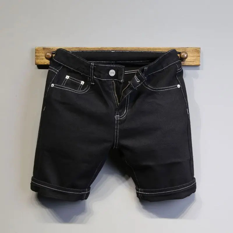 Summer Thin Luxury Designer Slim-Fit Men's Jeans Shorts Boyfriend White Color Striped Street Wear Cotton Casual Short Trousers