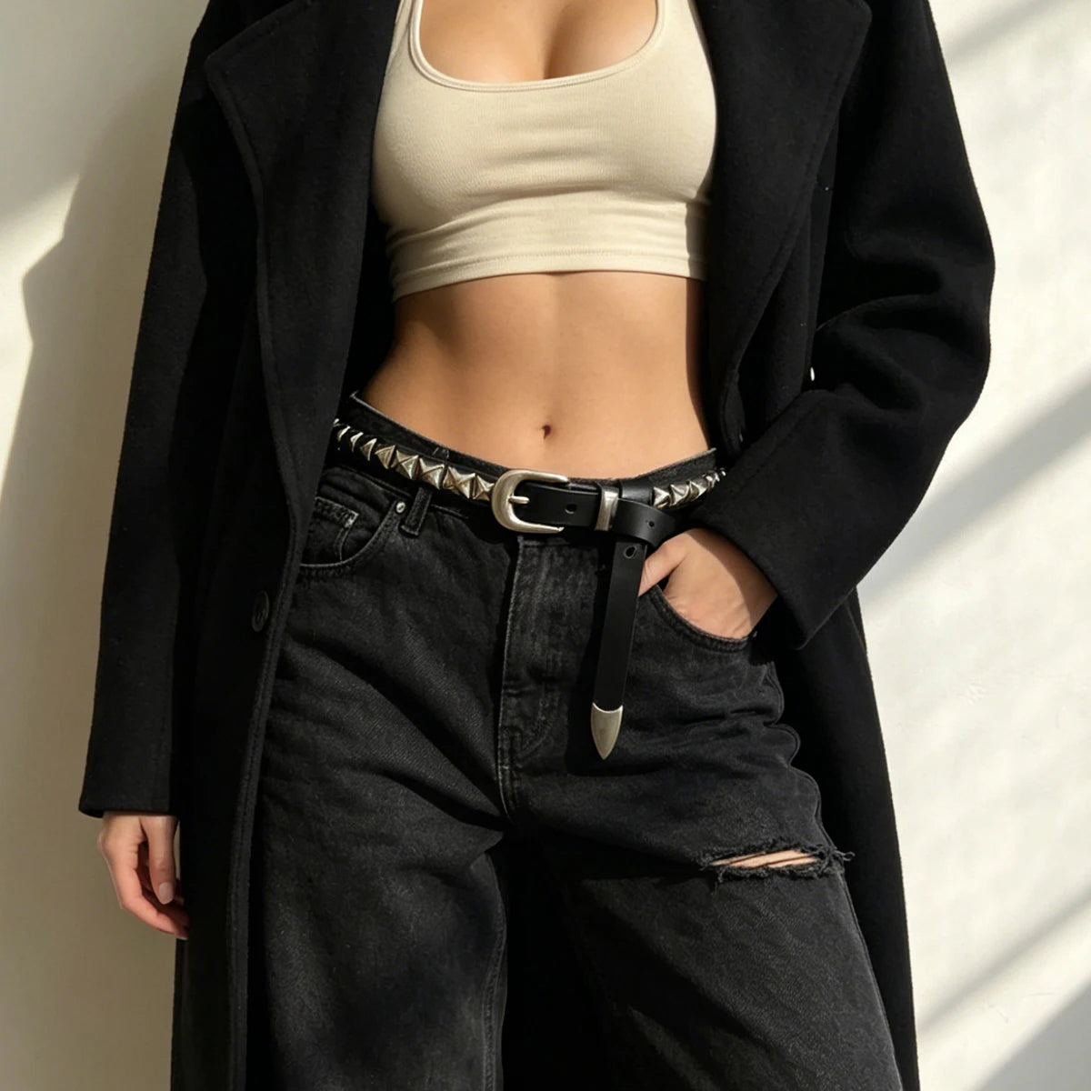 Luxury Designer Brand Belt for Men and Women Tower Rivet Real Genuine Cowhide Leather Pin Belt Male Black Punk Belt for Jeans