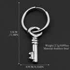 Key Star Hiphop Earrings For Women Men Stainless Steel Silver Color Fashion Punk Rock Ear Rings Rapper Jewelry Accessory