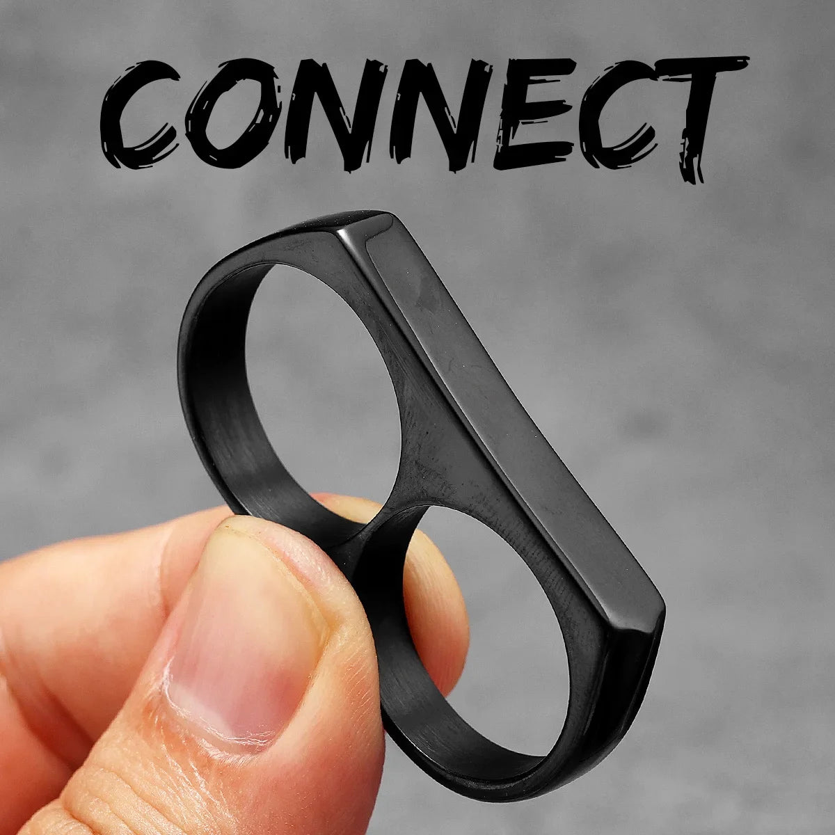 Connect Two Fingers Men Rings Stainless Steel Unique Punk Rock Women Jewelry Fashion Accessories Stranger Things Gift Wholesale