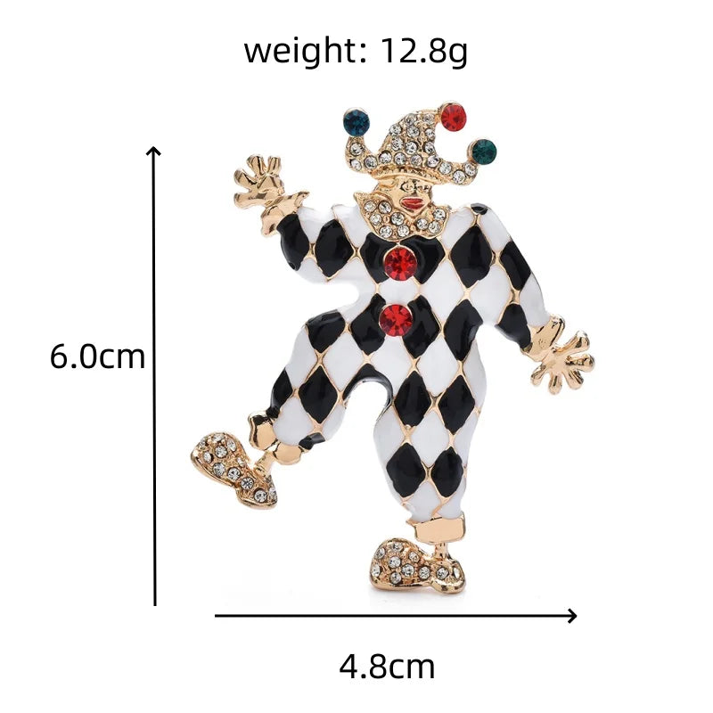 PENDRA Multi Color Crystal Clown Brooch