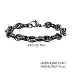 Mens Retro Stainless Steel Chain Bracelet,Punk Geometric Chain Links Wristband Gifts